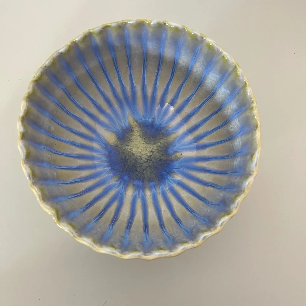 West Elm Seashell Reactive Glaze‎ Bowl, Light Blue Made in Portugal